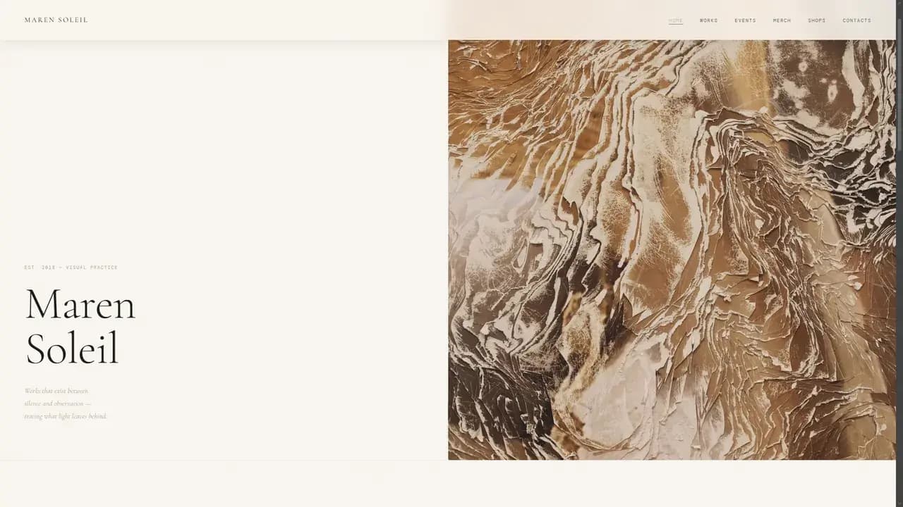 Artist website preview