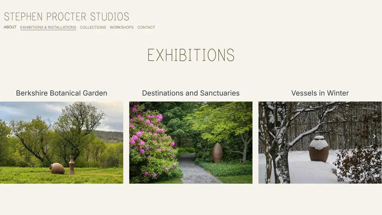The exhibitions and installations index on stephenprocter.com