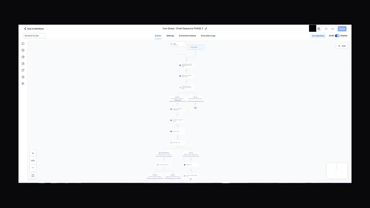 The Phase 2 workflow, adding a re-engagement tag and a thirty day wait before the sequence continues