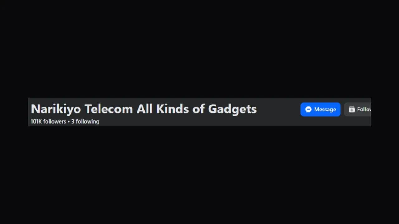The Narikiyo Telecom Facebook page header showing 101K followers